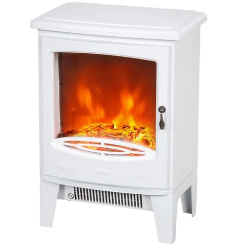 HOMCOM Electric Fireplace Freestanding w/Realistic Flame Effect, White – image 1