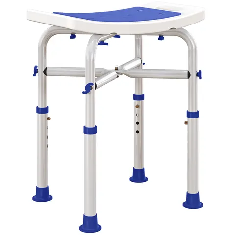 HOMCOM Adjustable Shower Stool with Foot Pads for Elderly Disabled Purple – image 1