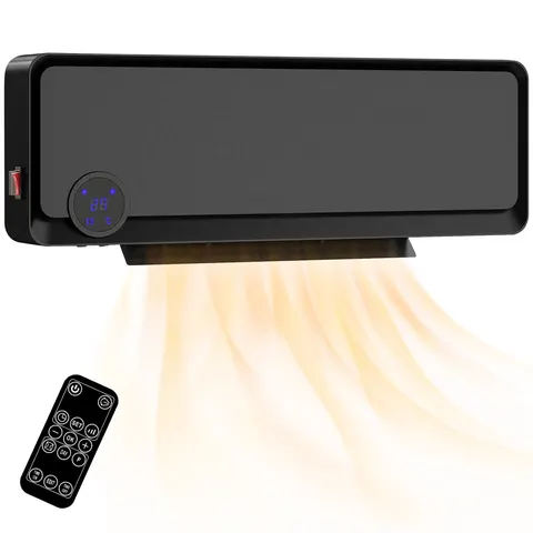 HOMCOM 1000W/2000W Wall Downflow Heater 10-49°C Temperature w/ Timer, Black – image 1