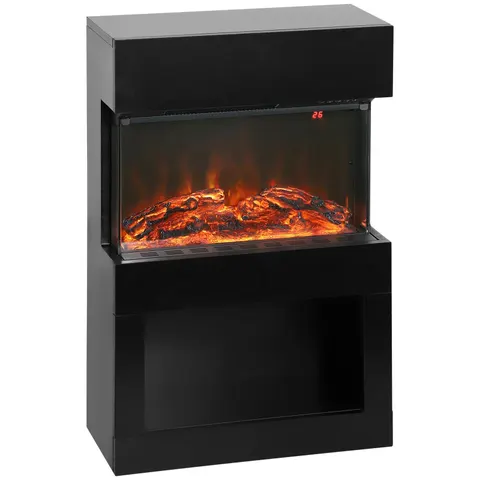 HOMCOM 1000W/2000W Electric Fire and Mantel with Remote & Timer, Black – image 1