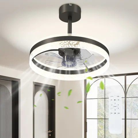 Homcom ceiling fan light with 3 colour, timer, reversible, remote, black – image 1