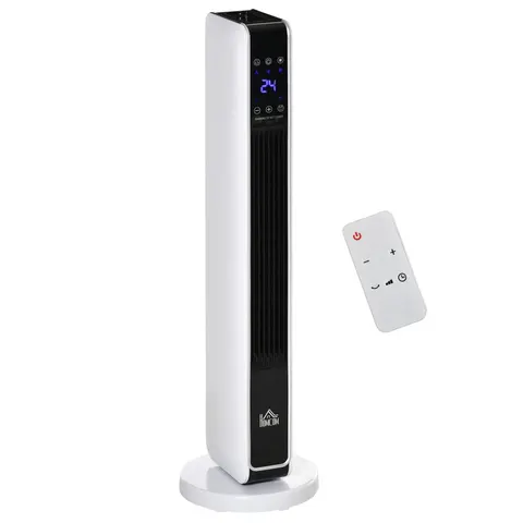 Oscillating Ceramic Tower Heater, Remote 8H Timer, 1000W/2000W – image 1