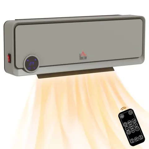 HOMCOM 1000W/2000W Wall Downflow Heater 10-49°C Temperature w/ Timer Remote - Grey – image 1