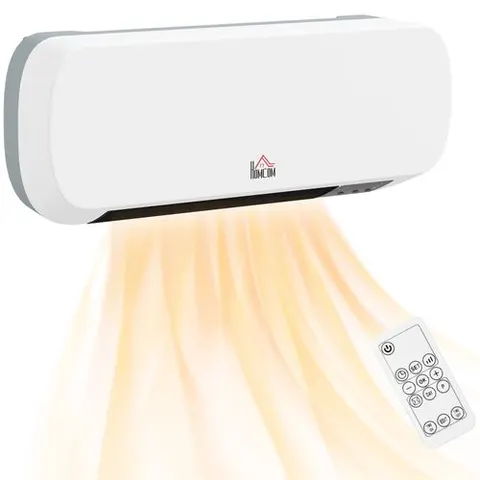 HOMCOM Wall Mounted Electric Heater with Timer Overheat Protection White – image 1