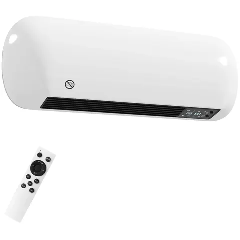 HOMCOM Ceramic Electric Heater 2000W with Fan, Wall Mounted, White – image 1