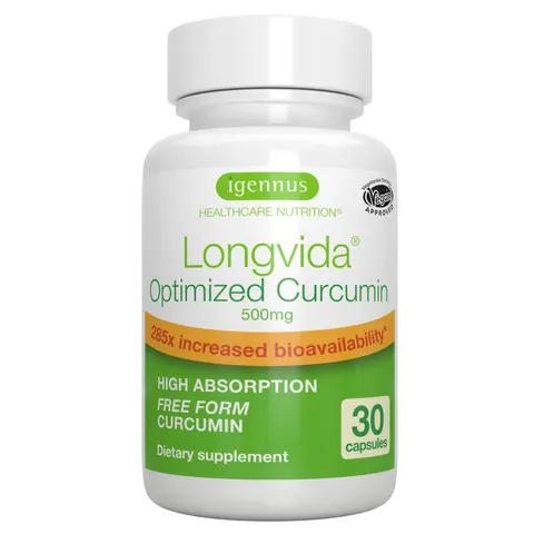 Longvida Optimised Curcumin 500 mg, 285x Increased bioavailability, Vegan, 30 Capsules – image 1