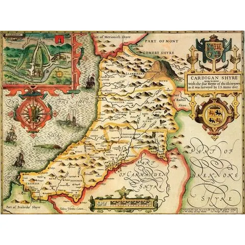 Cardiganshire Historical Map 1000 Piece Jigsaw Puzzle (1610) – image 1