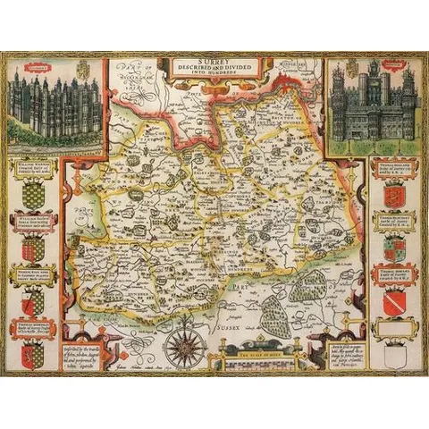 Surrey Historical Map 1000 Piece Jigsaw Puzzle (1610) – image 1