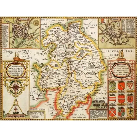 Warwickshire Historical Map 1000 Piece Jigsaw Puzzle (1610) – image 1