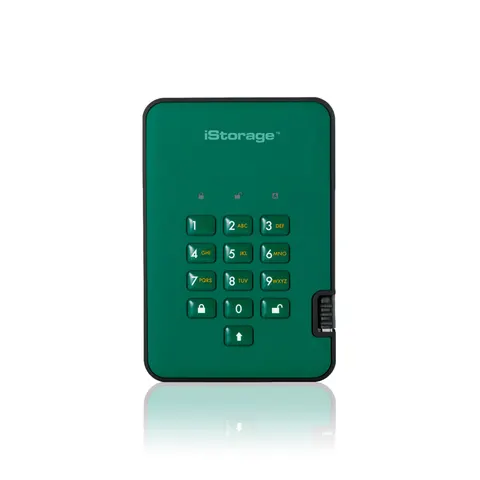 iStorage diskAshur² HDD 3TB Green | Secure Portable Hard Drive |AES-XT – image 1