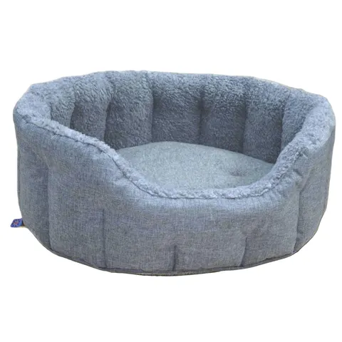 P&L Premium Oval Drop Fronted Bolster Style Heavy Duty Fleece Lined Softee Bed Medium Charcoal – image 1