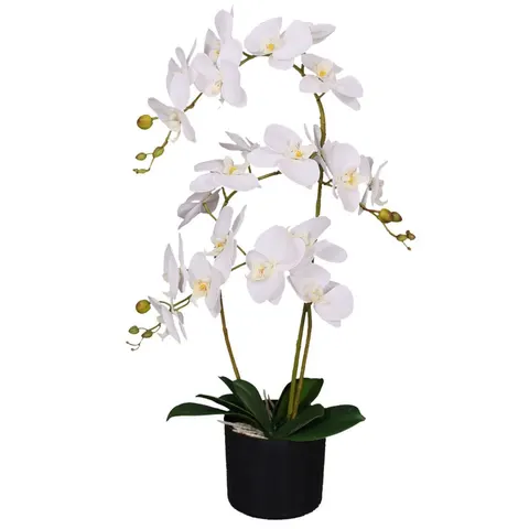 65cm Artificial Luxury Artificial Orchid - 3 Stems - Soft White Plant – image 1