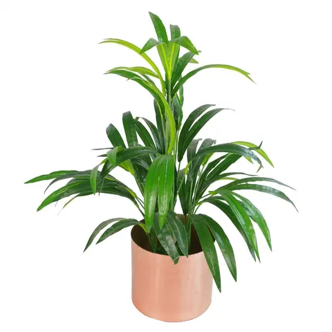 65cm Artificial Bamboo Leaf Shrub with Brushed Copper Planter – image 1
