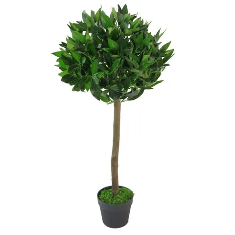 90cm Leaf Design UK Artificial Realistic Bay Laurel Topiary Ball Tree Green 3ft – image 1