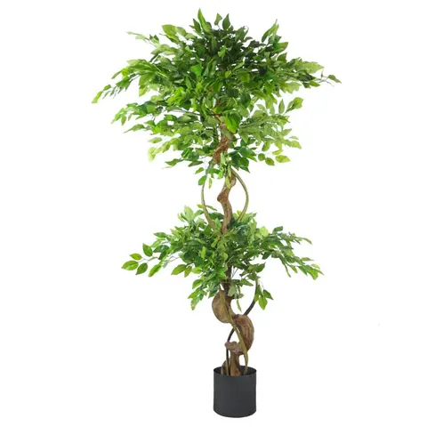150cm Twisted Trunk Artificial Ficus Tree - Black Planter – image 1