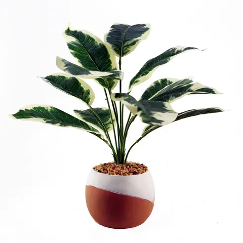 40cm Artificial Pothos Variegated Plant with Planter – image 1