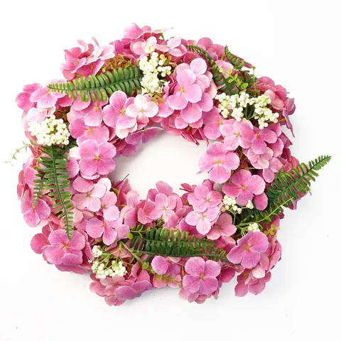 40cm Artificial Pink Floral Blossom Wreath – image 1