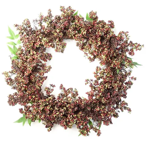 55cm Artificial Hanging Black Berry Wreath – image 1