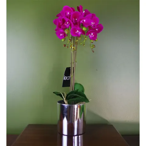 52cm Artificial Orchid Large - Dark Pink / Silver – image 1