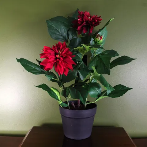 Artificial dhalia flowering plant red – image 1