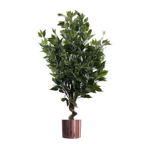 110cm Artificial Evergreen Twist Ficus Tree Copper Planter – image 1