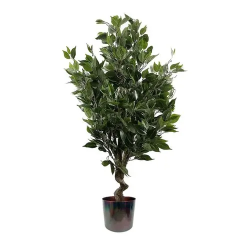 110cm Artificial Evergreen Twist Ficus Tree Multicolour Planter – image 1