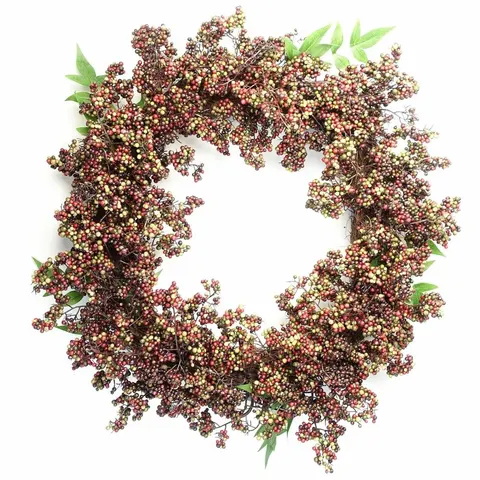 55cm Artificial Hanging Black Berries Wreath – image 1