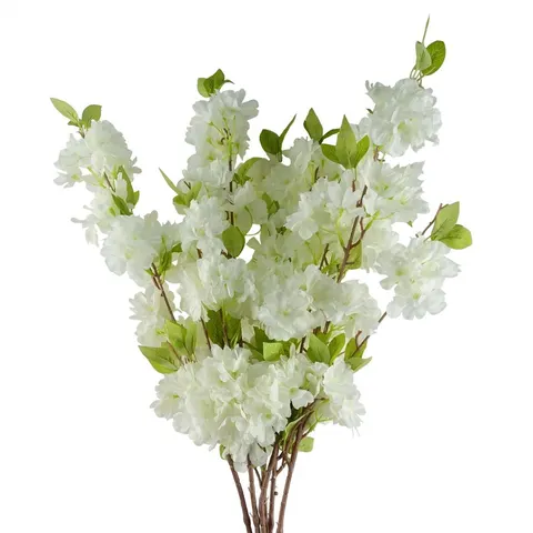 6 x 100cm White Artificial Blossom Stem – image 1