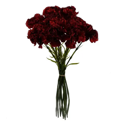 12 x red carnation artificial flowers – image 1