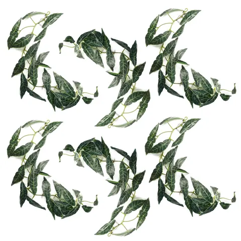 6 x 110cm Artificial Hanging Trailing Dark Green Leaf Plant – image 1