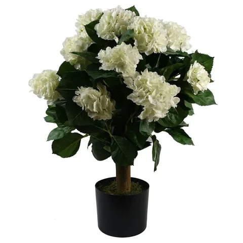 70cm Artificial White Bush Hydrangea Plant Potted – image 1