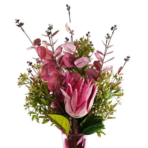 55cm Artificial Foliage Stem with Pink Berries – image 1