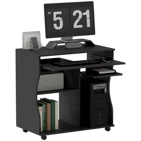 HOMCOM Computer Table Study Desk with Sliding Keyboard Tray, Black – image 1