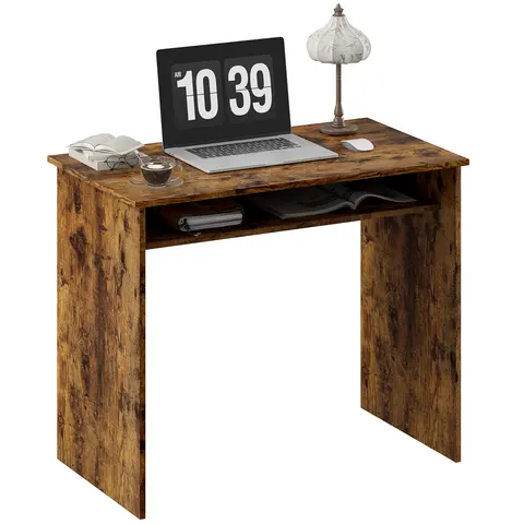 HOMCOM Computer Desk Writing Table Study Workstation Storage Grey – image 1