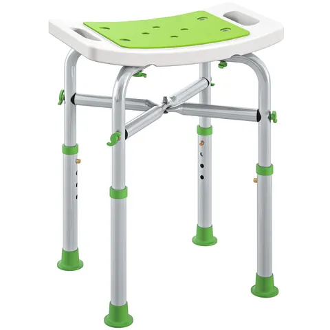 HOMCOM Adjustable Shower Stool with Foot Pads for Elderly Disabled Green – image 1