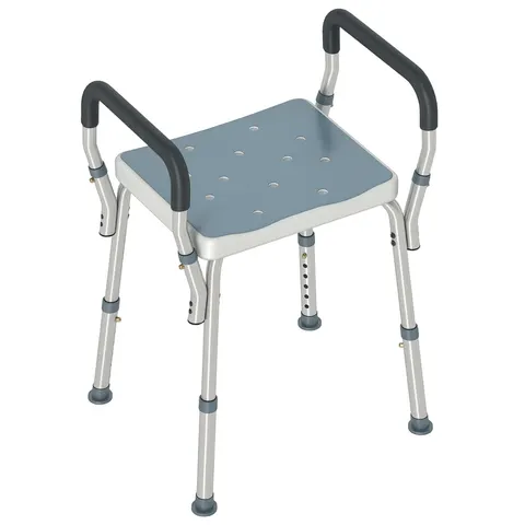 HOMCOM Rust-Free Aluminium Bath Chair with Adjustable Height – image 1