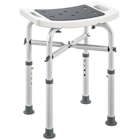 (Grey) HOMCOM Adjustable Shower Stool with Foot Pads for Elderly – image 1