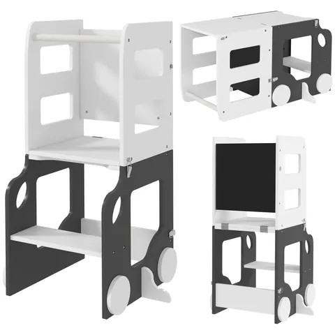 AIYAPLAY Toddler Step Stool, 4 in 1 Foldable Toddler Step, Grey – image 1