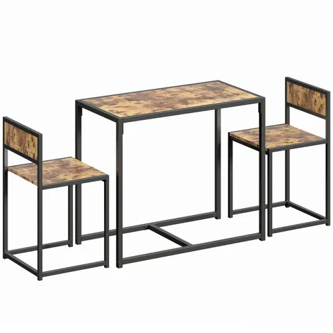 HOMCOM 3 Piece Table Stool Set - Rustic Brown – image 1