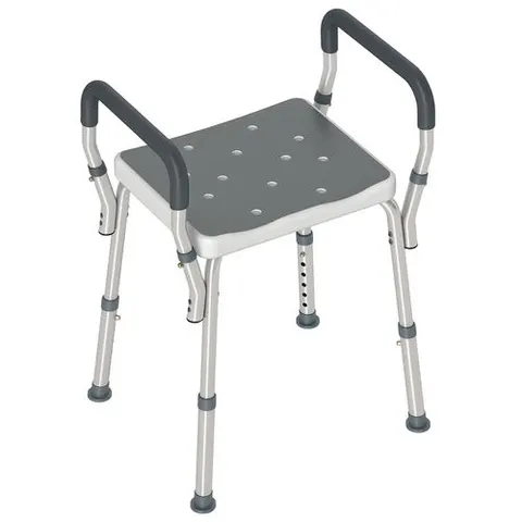 HOMCOM Rust-Free Aluminium Bath Chair with Adjustable Height, Grey – image 1
