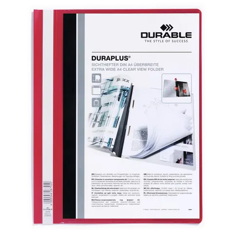 Durable DURAPLUS Project Folder Document Report File 25 Pack A4+ Red – image 1
