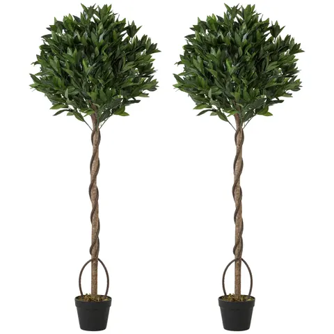 Outsunny Realistic Lush Topiary Ball Tree with Twisted Trunk, Green – image 1