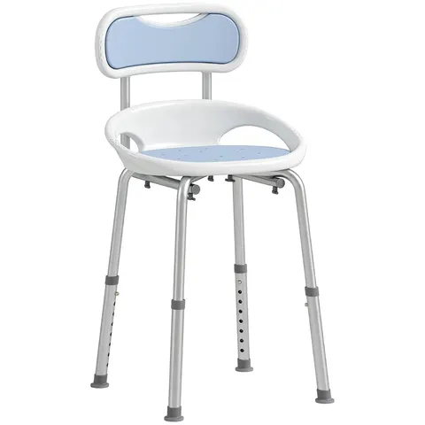 HOMCOM Shower Chair with Back, Adjustable Height, Enclosed Side Support – image 1