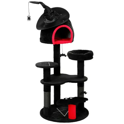 PawHut Gothic Cat Tree, 155cm Cat Tower with Sisal Scratching Posts, Black – image 1
