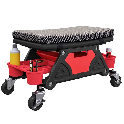 HOMCOM Rolling Mechanic Stool, 135kg Capacity Workshop Stool, Black – image 1