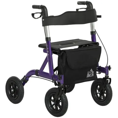 HOMCOM Rollator Walker with Seat, Backrest, Bag, All-terrain Wheels – image 1