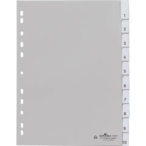 DURABLE Kunststoff-Register, A4, PP, 10-teilig, grau – Bild 1