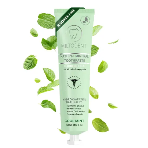 MILTODENT Premium Hydroxyapatite Toothpaste - 15% Micro-Hydroxyapatite | Fluoride-Free Best Taste Foam-Free Natural Mineralizing | Safe Altern – image 1