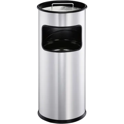 DURABLE Papierkorb Metall mit Ascher rund silber – Bild 1