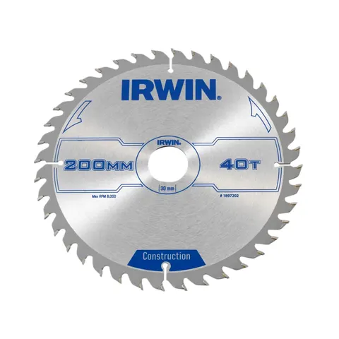 Irwin Construction - Cirkelzaagblad - 200mm - 40 ZT - ATB Constructiegeometrie – afbeelding 1